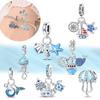 Summer New Products Copper Plated Ocean Theme Seahorse Sailboat Starfish Dangle Charm Fit Original Bracelet Jewelry Gifts