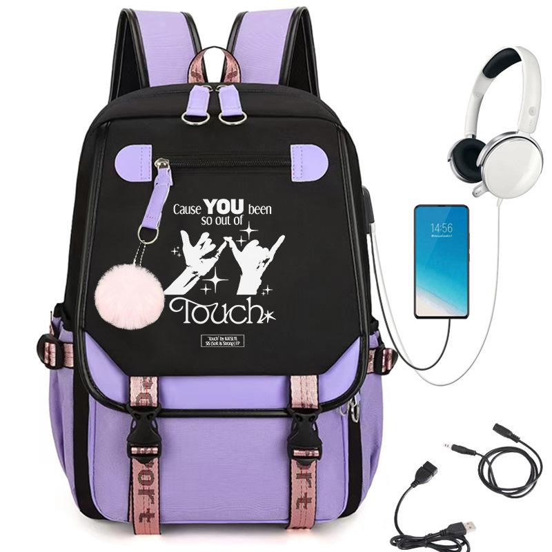 KATSEYE K-Pop Girl Group Print School Student Backpack 60123-6 Large Capacity Lightweight Casual Travel Bag