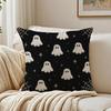 Halloween Spooky Ghost Cushion Cover Breathable Short Plush Pillow Covers Machine Washable Wrinkle-Resistant Soft Durable