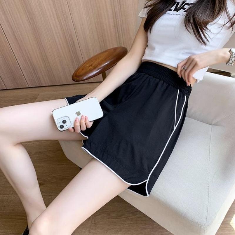 Белые спортивные шорты женские летние новые свободные тонкие брюки трапециевидной формы с высокой талией повседневные шорты тонкие