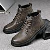 Lace-Up Cowhide Martin Boots: Trendy, Versatile, Plus Velvet Warm, Soft Sole, Comfortable Mid-Tube, Big Head Men's Boots