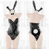 Sexy Lingerie Cosplay Bunny Costume PU Leather Bodysuit Mai Sakurajima Rabbit Suit Kawaii Ears 8 Pcs Anime Maid Outfit for Women
