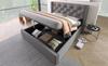 Hydraulic double bed upholstered bed 140x200cm, bed with slatted frame made of metal frame, modern bed frame with storage, cotton, grey