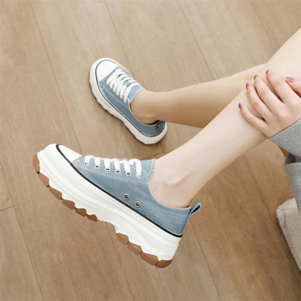 New Arrivals Open Run Women Canvas Sneakers Platform Stitch Design