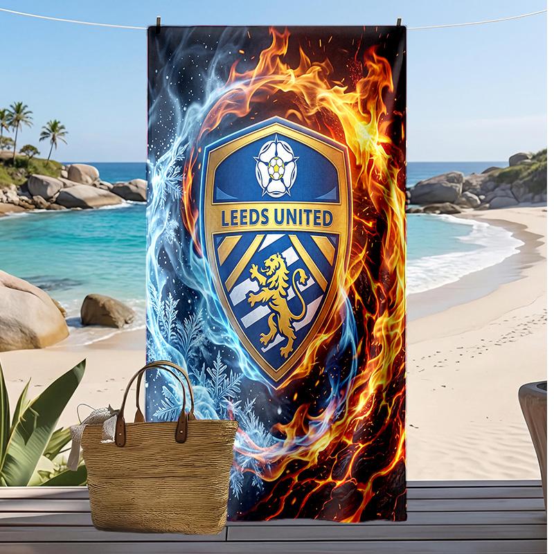 Пляжное полотенце с принтом футбольного клуба Leeds United, большое, мягкое, быстросохнущее, для пляжа, кемпинга, плавания