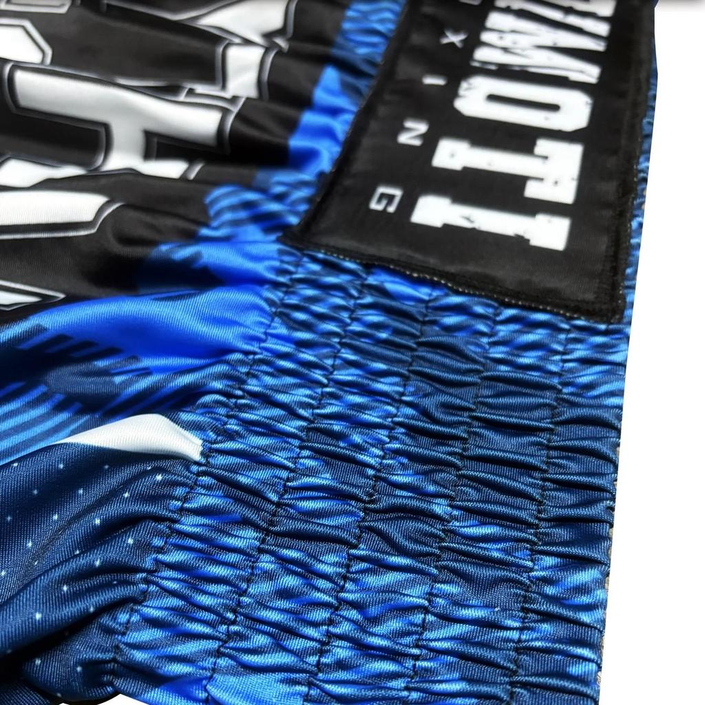 Синий Камуфляж Муай Тай Кикбоксинг Бокс ММА ЮФС Повседневные Шорты Спортзал Спорт Унисекс Мужские Женские Тренировка Быстросохнущие Принт Эластичная Высокая Талия Тренировочные