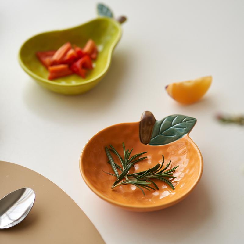 Creative Fruit Shape Ceramic Seasoning Dish Dipping Dish Soy Sauce Dish Appetizer Plate Sushi Plate Home Specialty Tableware