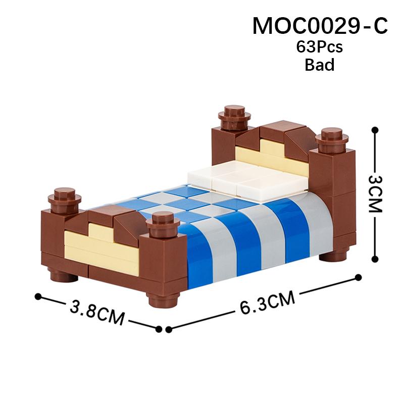 Город Фигурки Мебель Набор Игрушки Модель MOC Кирпичи Детская коляска Стол Диван Кровать Пианино Кухня Ванная Строительные блоки Подарок