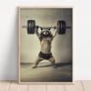 Bodybuilding Raccoon Print Poster Funny Gym Wall Art Canvas Painting Animal Workout Art Canvas Painting Poster Gym Decor