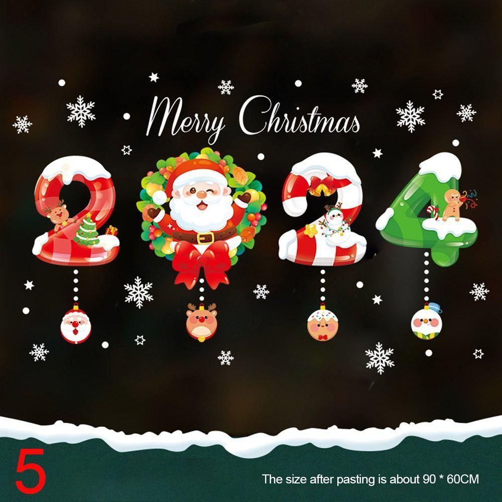 Новогодняя рождественская настенная наклейка Снежинка Санта-Клаус Лось Стеклянная наклейка Подарочная наклейка на окно Домашний декор