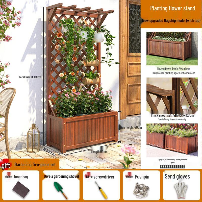Outdoor Carbonized Wood Planter Box