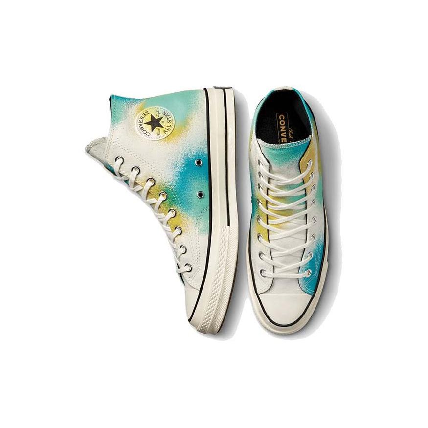 Converse Chuck 70 Аэрозольная краска Повседневные парусиновые кроссовки средней высоты Унисекс кроссовки Бело-синие A03432C