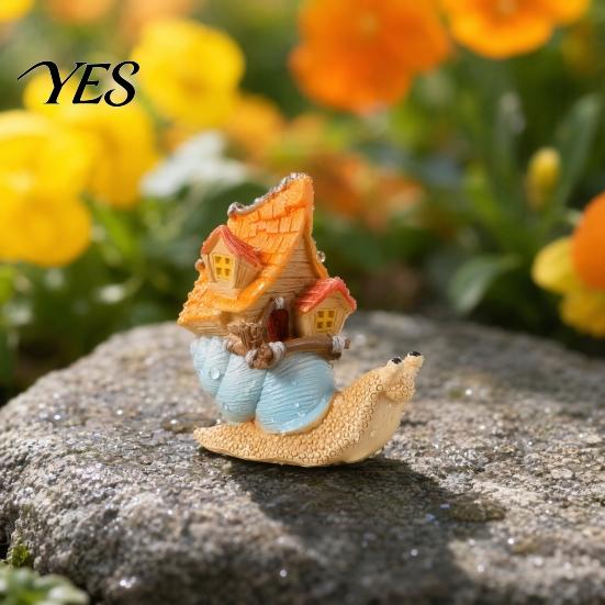 Waterproof Garden Figurines Micro Landscape Ornament, Resin Snail Figurine, Sun-Resistant Miniature Mushroom Decor Fairy Tale Accessory, for