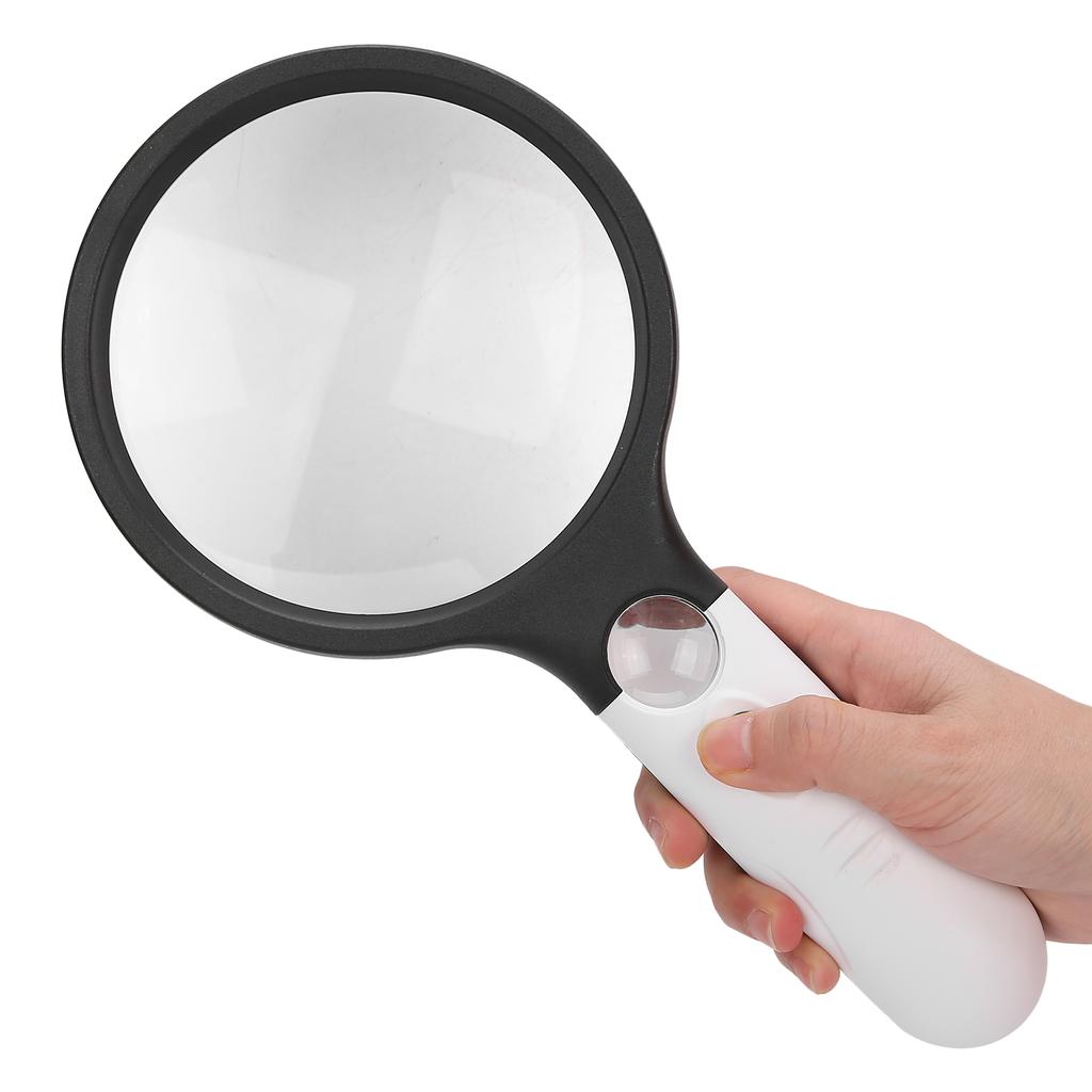 Reading Handheld Magnifying Glass Battery Powered 4LED 4X 30X Lens Magnifier