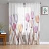 Tulip Flower Sheer Curtains for Living Room Decoration Window Curtains for Kitchen Tulle Voile Organza Curtains