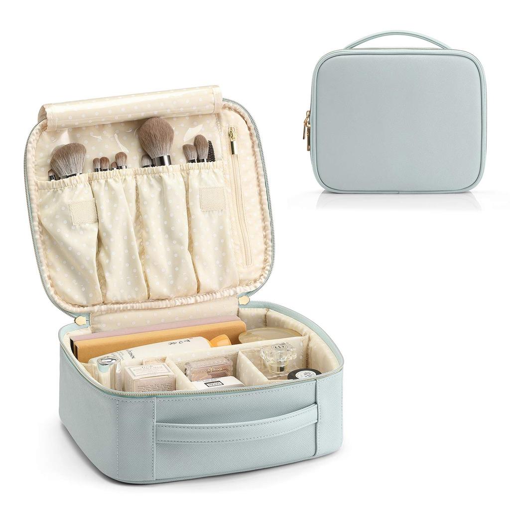 Portable Pu Cosmetic Bag, Cross Pattern, Multi-Functional Home Travel Toilet Bag, Waterproof Storage Bag.