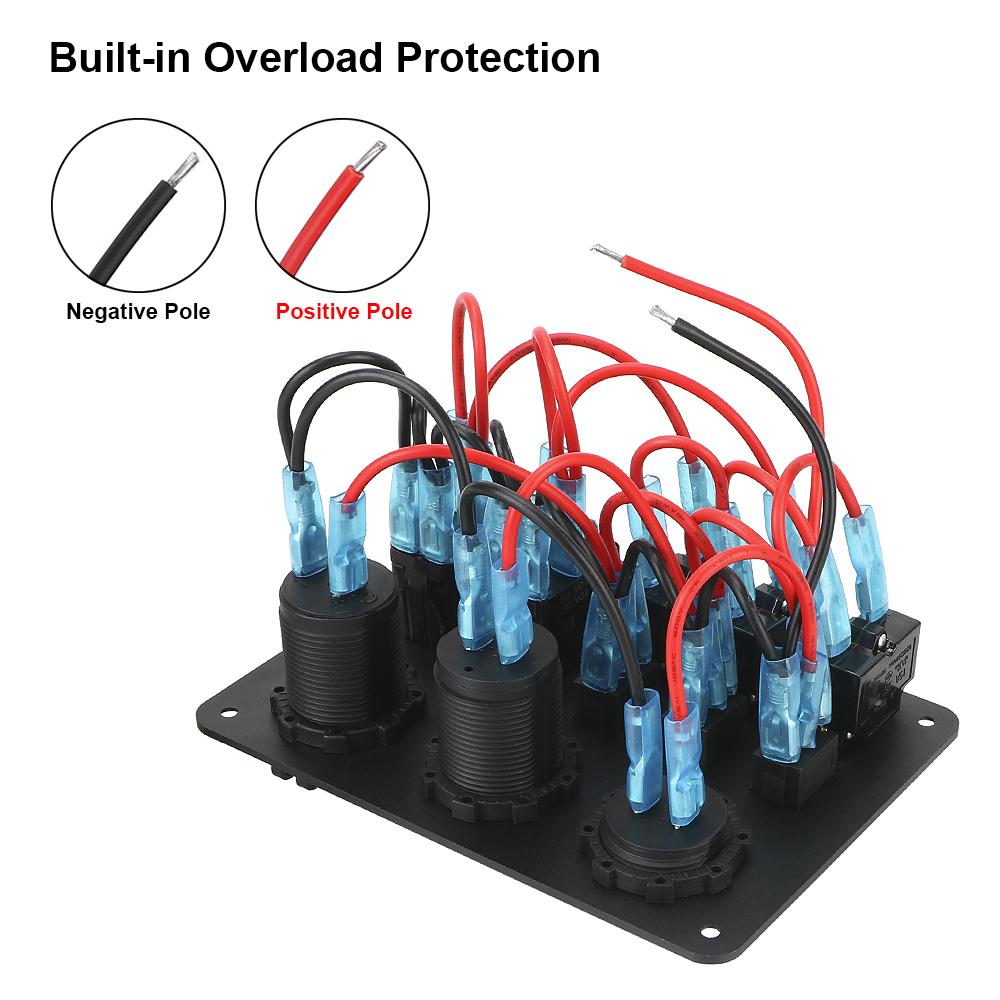 2 + 3 групповых кулисных переключателя, панель переключателей, комбинация цифровых вольтметров, автомобильный морской RV, светодиодный выключатель