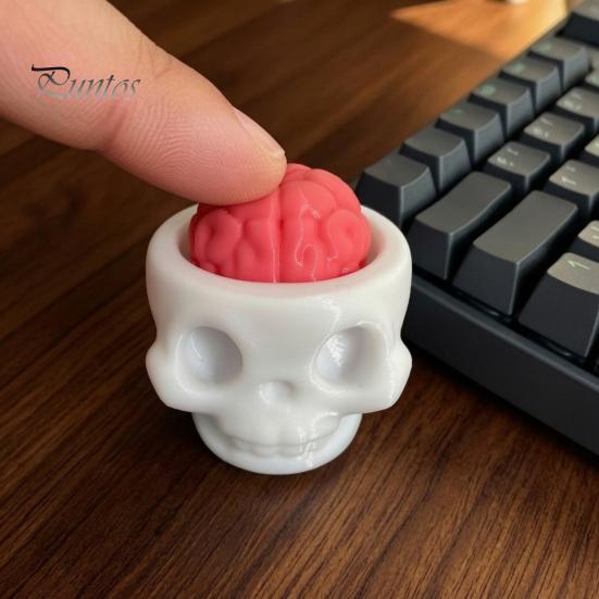 Игрушки для снятия стресса на работе 3D-печатный череп, мозг, кликер для клавиатуры, мешочек с колпачками клавиш для снятия стресса, жесткие гаджеты для стола хардкорного геймера, брелок, креативное средство для концентрации