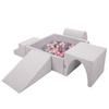 Foam Playground for Kids with Square Ballpit (200 Balls Balls 7cm/2.75in), Lightgrey:pearl/grey/transp/powderpink