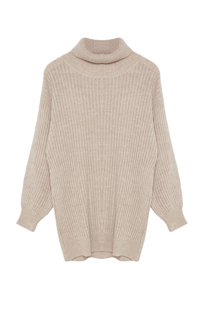 Женский модный стильный свитер в хиджабе, вязаный базовый трикотажный свитер в рубчик с камнем