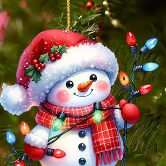 Снеговик Рождественское украшение на елку Акриловый мультяшный снеговик Подвесное украшение для зеркала заднего вида автомобиля Окно Рождественская елка Декор для вечеринки