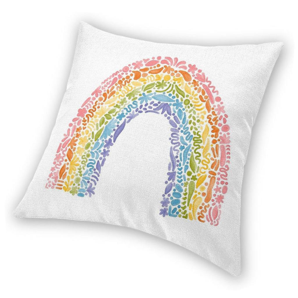 Floral Arch Rainbow Square Pillowcase Polyester Linen Velvet Printed Zip Decorative Throw Pillow Case Car Cushion Cover