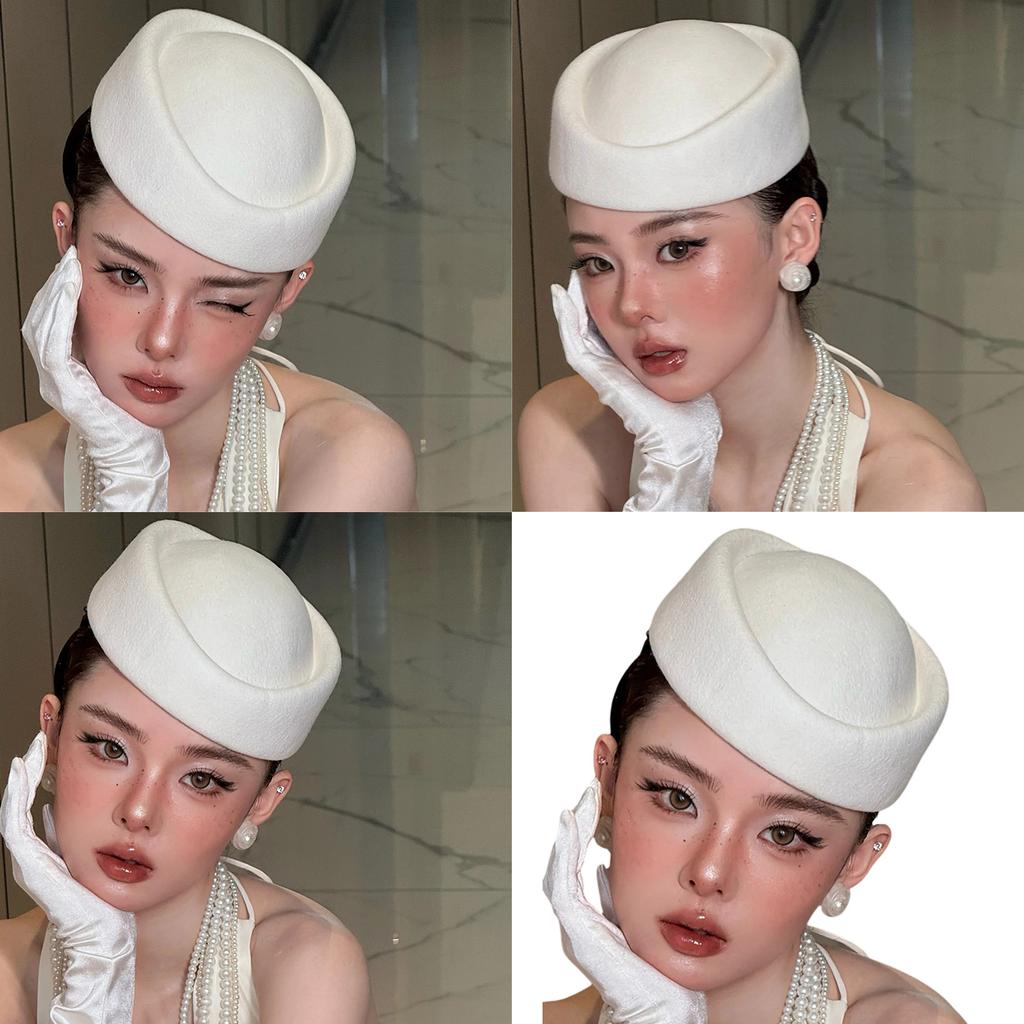 Classic Hepburn Style Felt Hat for Women Elegant Vintage Fashion Headwear Breathable Lightweight Design