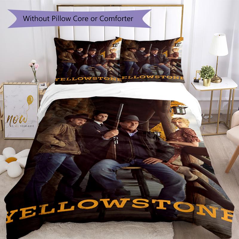 3 шт. Постельное белье Yellowstone с пододеяльником, включает 1 пододеяльник и 2 наволочки, мягкое и удобное для всех сезонов.