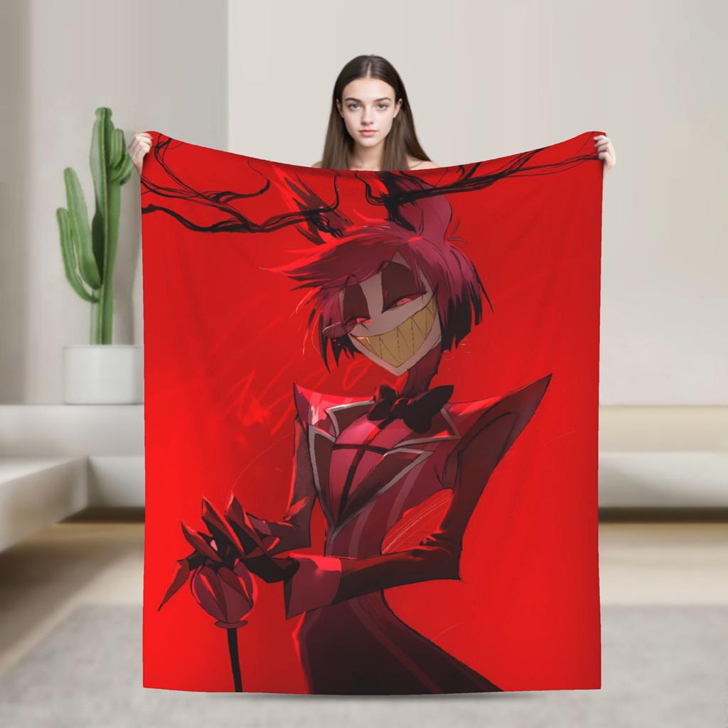 Vox Alastor Hazbin Hotels Blanket Super Soft Graphic Plush Throw Blanket For Girls Boys Living Room Flannel Bedspread Bed Cover