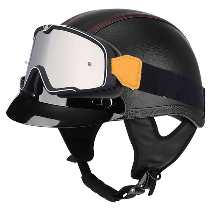 3C Certified Retro Half Helmet Scooter Motorcycle Riders Unisex All Season ABS Safety With Visor Options