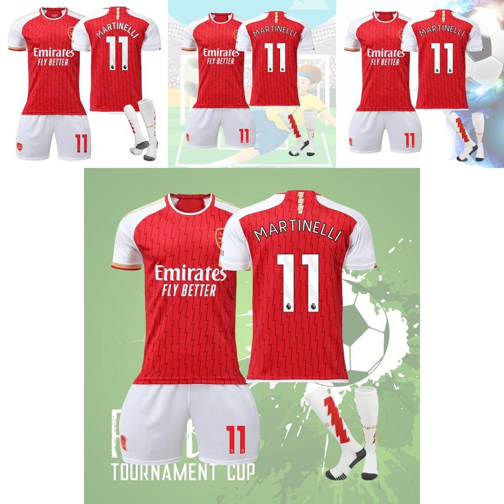 2023-24 Arsenal Home 7 Saka 8 Elneny 9 Jesus 11 Martinelli Football Jersey Sports Apparel For Kids