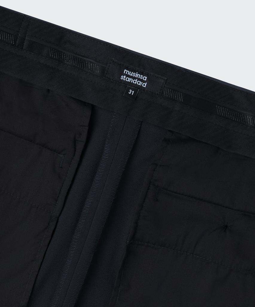 MUSINSA STANDARD Semi-Wide Hidden Banding Slacks [Navy]