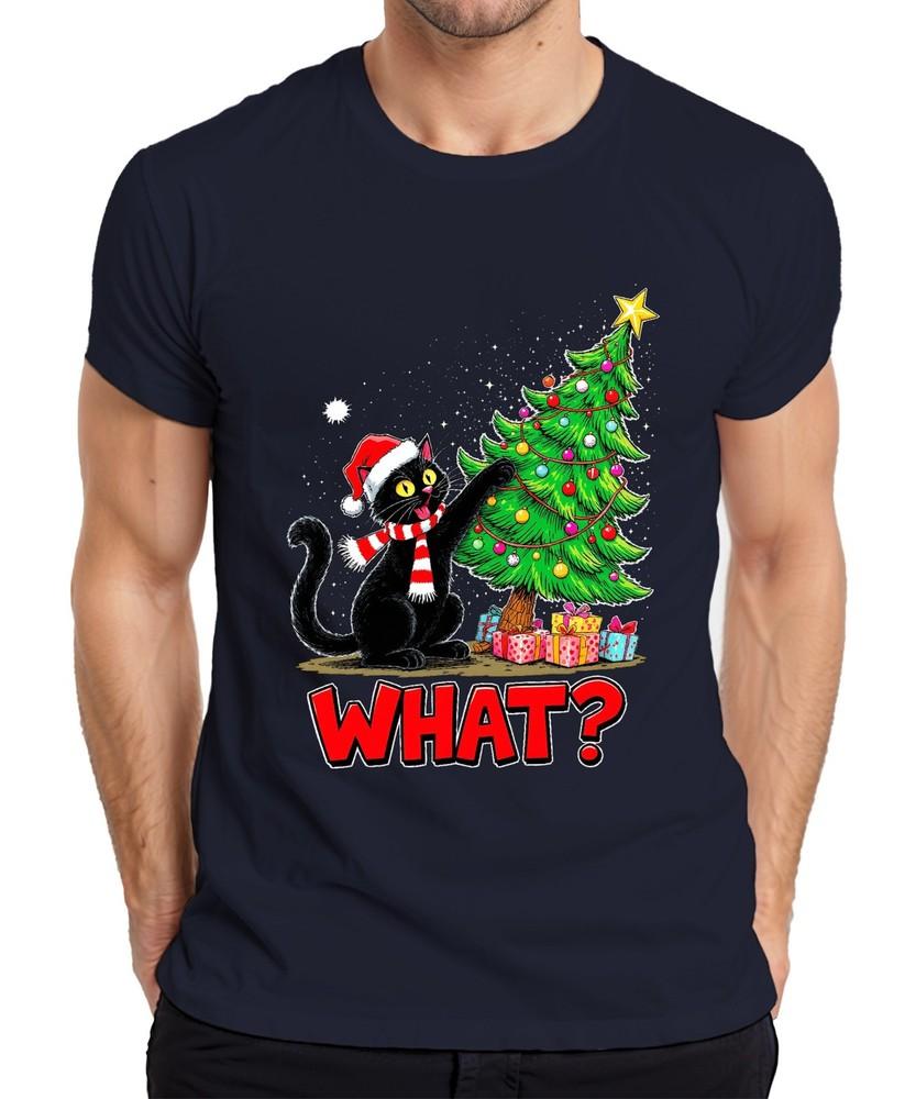 What Black Cat Christmas Funny Xmas Tree Gifts Unisexs Tshirt