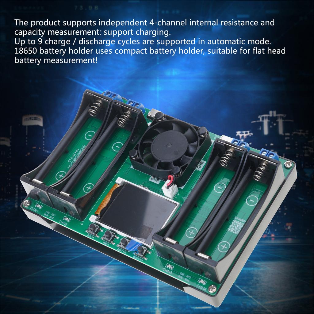 Портативный цифровой детектор мощности аккумулятора MAh MWh - модуль с 4-канальным тестером аккумуляторов 18650 Type-C с автоматической зарядкой, прочный