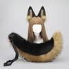 Handmade Cos Beast Ears Tail Set Dog Tail Dress Up Props Black-backed Wolf Ears Headband Dog Tail Accessories Set