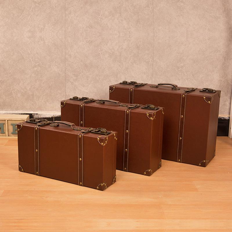 European Antique-Style Suitcase Set: Three-Piece Ornament Display & Storage Box for Home or Photography Props