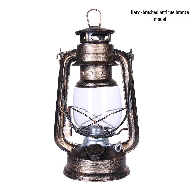 Vintage Iron Hurricane Lantern: Outdoor Kerosene Lamp & Decorative Light for Camping