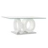 Table De Café - Moderne - Blanc Transparent - Verre Et MDF