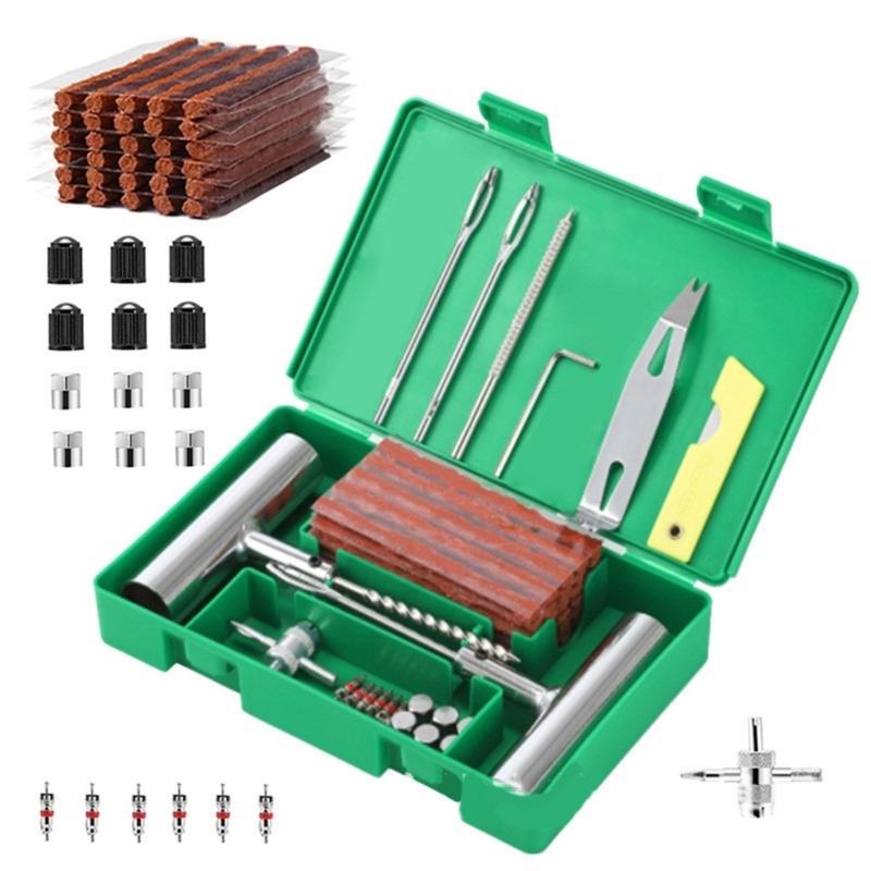 33/58pcs Essential Tire Repair Set Convenient Tire Repair Tool Set Set with Storage Box for Vehicle Maintenance