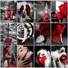 DIY Diamond Painting Full Square New Arrival Black Red Woman Rhinestones Diamond Embroidery Rose Mosaic Sale Wall Art