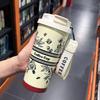 Изолированная кофейная кружка из нержавеющей стали 316 с соломинкой для мужчин, женщин и студентов