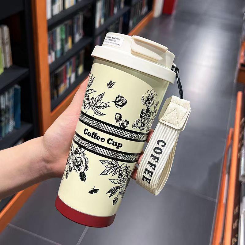Изолированная кофейная кружка из нержавеющей стали 316 с соломинкой для мужчин, женщин и студентов