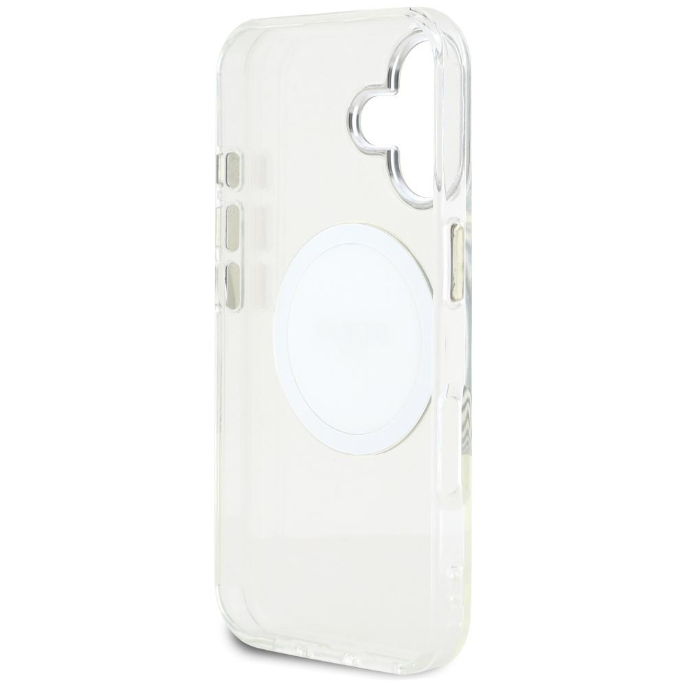Guess IML Metal Colored Circle Classic Logo MagSafe case for iPhone 16 white