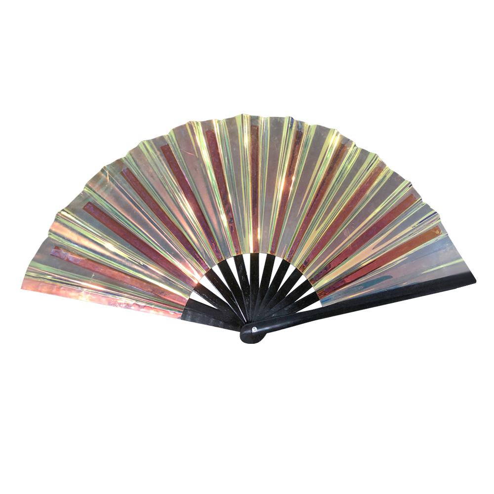 PVC Tai Chi Fan Ten Inch Glitter Hand Fan for Line Dancing, Parties, and Events