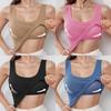 Nylon Spandex Solid Color Design Ladies Tank Top With Builtin Bra For Summer Casual Wear