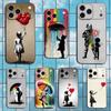 Граффити Арт B-Banksy S-Street Чехол Для iPhone 12,14,15,16,17,13,11,X,Mini,Plus,Pro Max,8,7,XR,SE,XS,Мягкий Силикон Черный