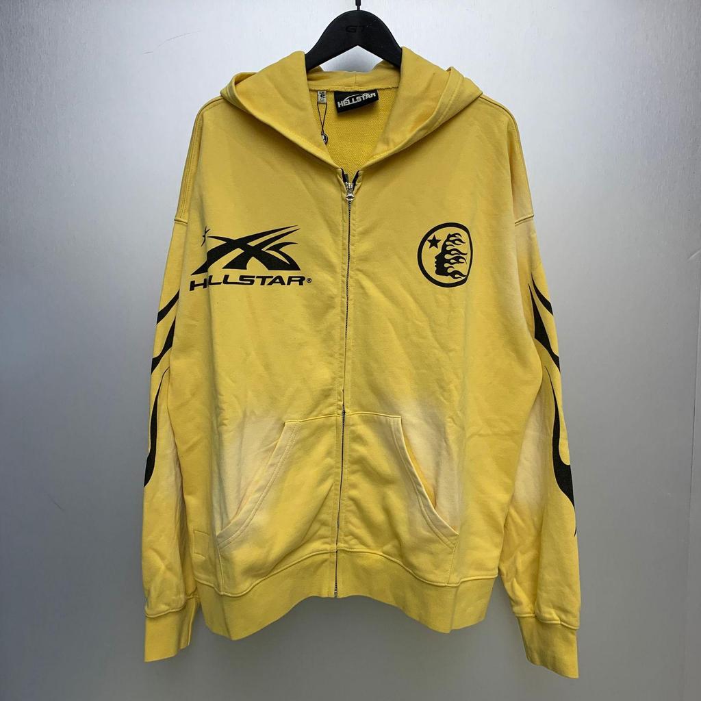 Hellstar Distressed Retro Loose Zipper Pure Cotton Hoodie - American Hip Hop Style