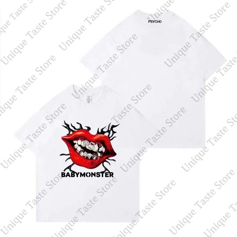 BABYMONSTER T Shirt PSYCHO Hip Hop Fashion Print Tshirt Kpop Unisex Women High Quality Comfortable Cotton Short Sleeve Tee Tops