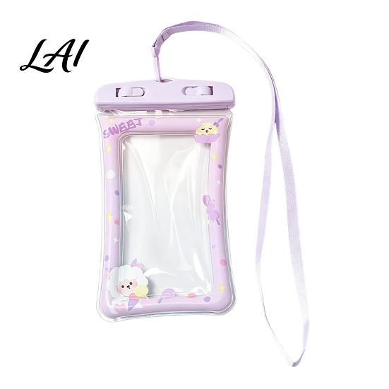 Waterproof Phone Holder with Lanyard Cute Pouch Floating Airbag And Lanyard Clear PVC Cellphone Dry Bag for Swimming Beach Rafting Protection
