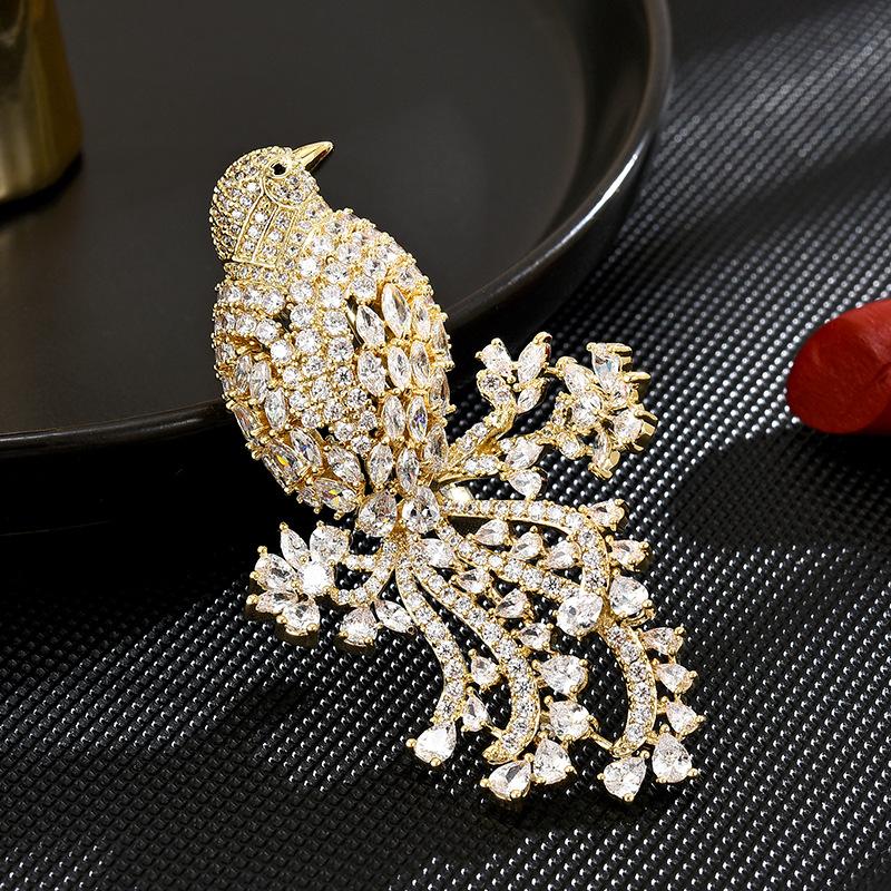 Heavy Industry Temperament Elegant Brooch Bird Luxury Full Of Zirconium Elegant Coat Accessories Corsage Clothes Accessories